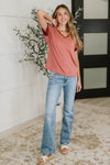 Sew Into You V-Neck Top in Light Rust - Maple Row Boutique