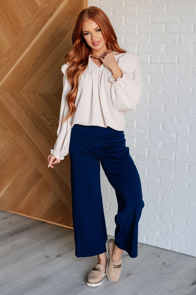 Magic Wide Leg Crop Pants in Navy - Maple Row Boutique 