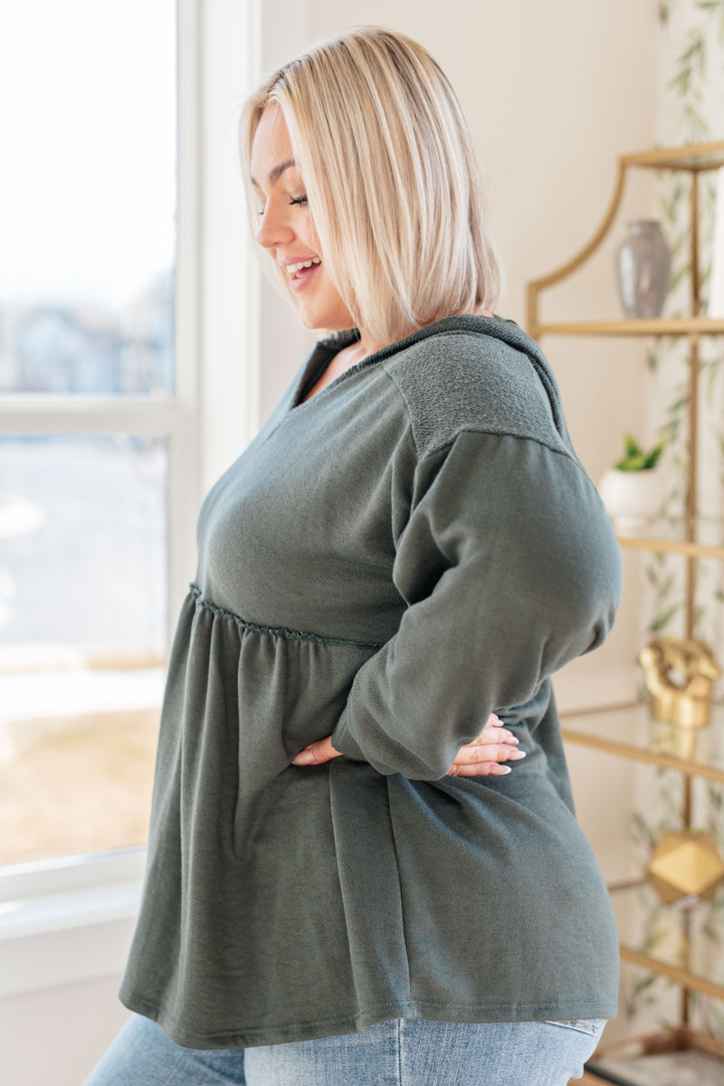 She's Not Wrong Hooded V-Neck Pullover - Maple Row Boutique