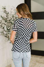 PREORDER: Sheer Checkered Layering Short Sleeve Top - Maple Row Boutique