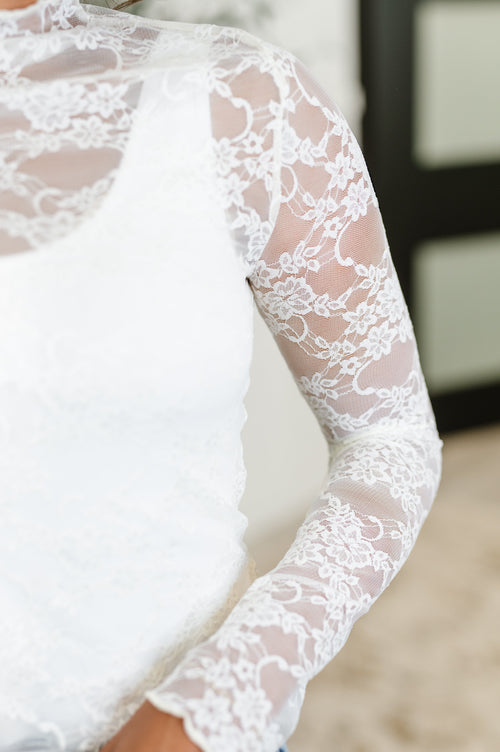Sheer Intentions Lace Layering Top in Ivory - Maple Row Boutique