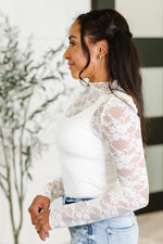Sheer Intentions Lace Layering Top in Ivory - Maple Row Boutique