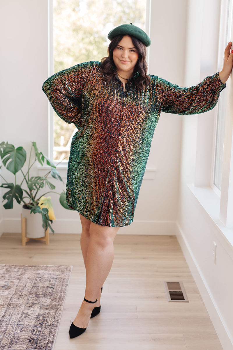 Shimmering Splendor Sequin Shirt Dress - Maple Row Boutique 