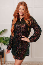 Shimmering Splendor Sequin Shirt Dress - Maple Row Boutique 