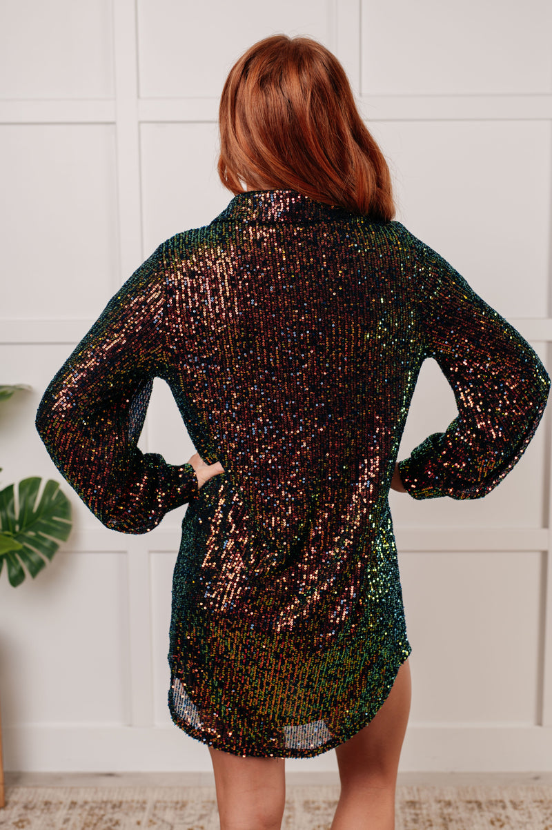 Shimmering Splendor Sequin Shirt Dress - Maple Row Boutique 
