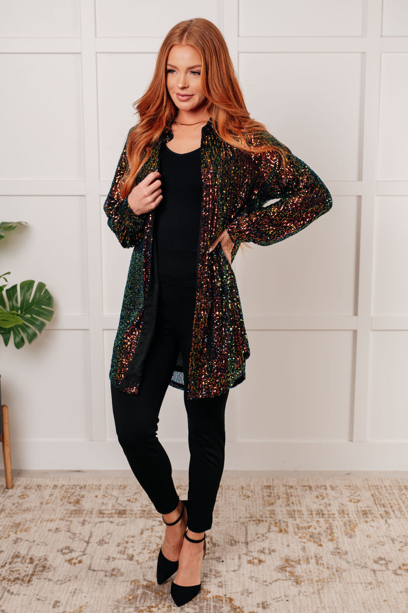 Shimmering Splendor Sequin Shirt Dress - Maple Row Boutique 