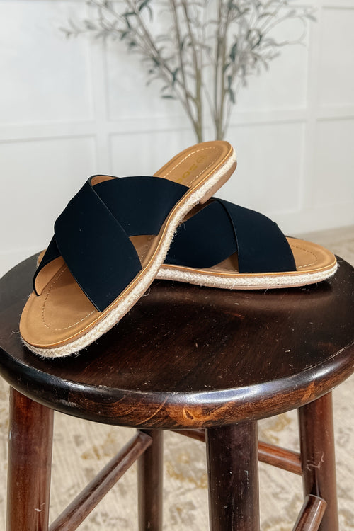 Shore Thing Slip on Sandals in Prism Black - Maple Row Boutique