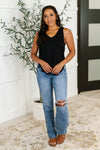 Simpler Times Basic V-Neck Tank in Black - Maple Row Boutique