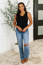 Simpler Times Basic V-Neck Tank in Black - Maple Row Boutique