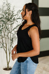 Simpler Times Basic V-Neck Tank in Black - Maple Row Boutique