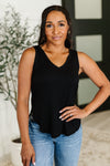 Simpler Times Basic V-Neck Tank in Black - Maple Row Boutique