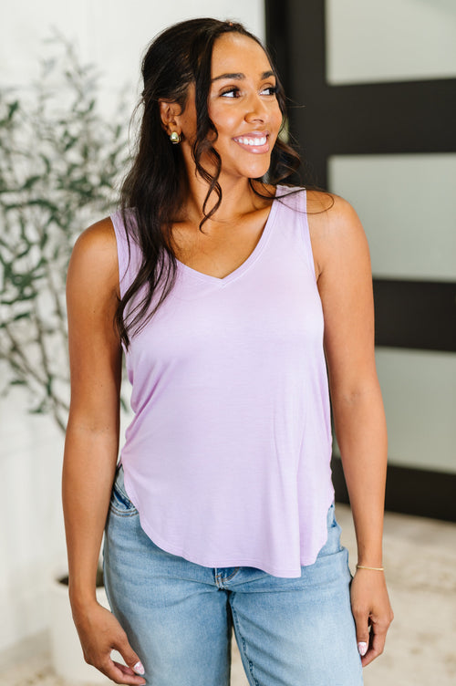 Simpler Times Basic V-Neck Tank in Lavender - Maple Row Boutique