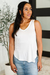 Simpler Times Basic V-Neck Tank in Off White - Maple Row Boutique
