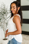 Simpler Times Basic V-Neck Tank in Off White - Maple Row Boutique