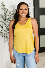 Simpler Times Basic V-Neck Tank in Pineapple - Maple Row Boutique