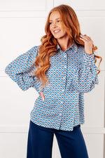 Skies Above Patterned Button Up Shirt - Maple Row Boutique
