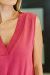 Sleeveless V-Neck Romper in Rose - Maple Row Boutique
