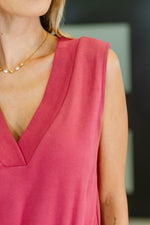 Sleeveless V-Neck Romper in Rose - Maple Row Boutique