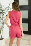 Sleeveless V-Neck Romper in Rose - Maple Row Boutique