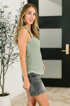 Snaccident Waiting to Happen Scooped Neck Tank in Green - Maple Row Boutique