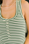 Snaccident Waiting to Happen Scooped Neck Tank in Green - Maple Row Boutique