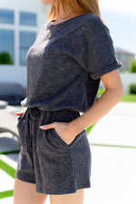 So Sure Short Sleeve Romper - Maple Row Boutique