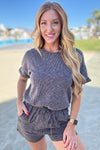 So Sure Short Sleeve Romper - Maple Row Boutique