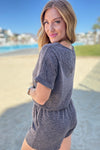 So Sure Short Sleeve Romper - Maple Row Boutique