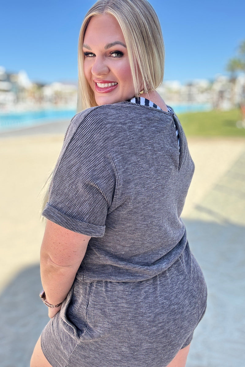 So Sure Short Sleeve Romper - Maple Row Boutique