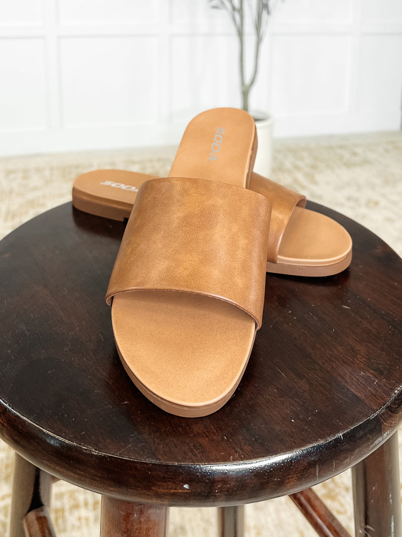 Sole Mate Slip on Sandals in Tan - Maple Row Boutique