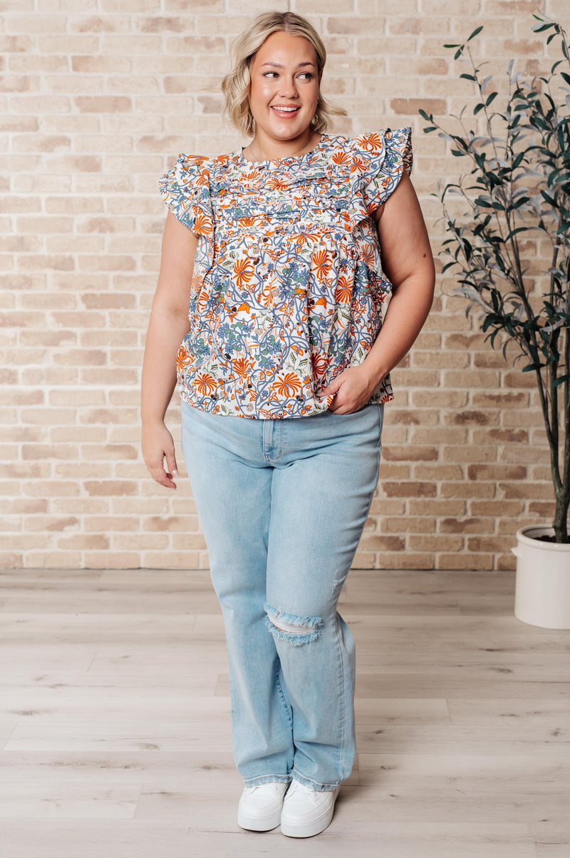 Something Peaceful Flutter Sleeve Blouse - Maple Row Boutique