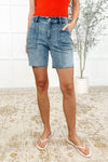 Sonnie Mid Rise Bermuda Cutoff Shorts - Maple Row Boutique