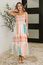 PREORDER: Spaghetti Strap Boho Print Dress - Maple Row Boutique