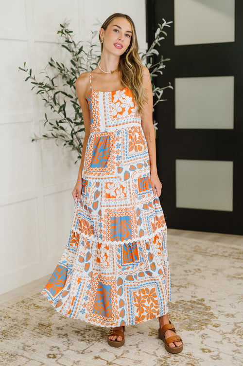 PREORDER: Square Neck Contrast Detail Dress in Orange - Maple Row Boutique