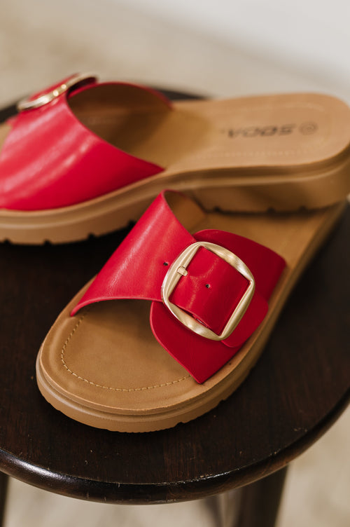 Strawberry Slip on Slide in Delight Red - Maple Row Boutique