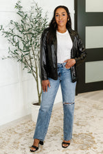 Streets of Dublin Faux Leather Blazer - Maple Row Boutique
