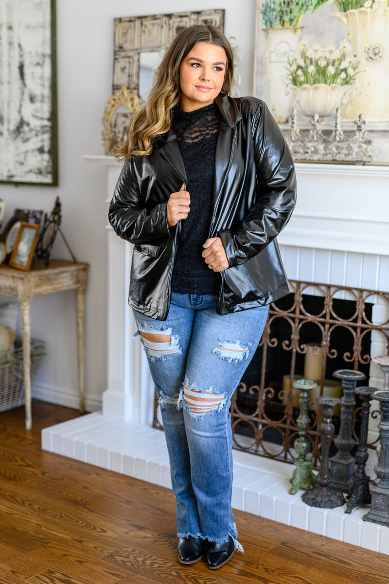 Streets of Dublin Faux Leather Blazer - Maple Row Boutique