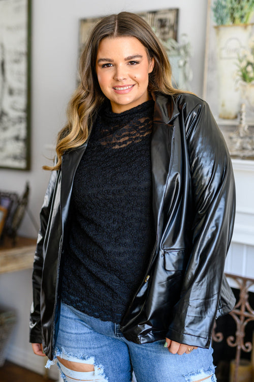Streets of Dublin Faux Leather Blazer - Maple Row Boutique