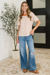 Sunbeam Shuffle Banded Round Neck Top in Orange - Maple Row Boutique
