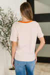 Sunbeam Shuffle Banded Round Neck Top in Orange - Maple Row Boutique