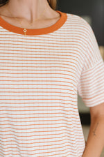 Sunbeam Shuffle Banded Round Neck Top in Orange - Maple Row Boutique