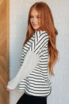 Super Clever Patchwork Striped Top in Ivory - Maple Row Boutique