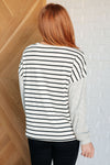 Super Clever Patchwork Striped Top in Ivory - Maple Row Boutique