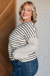 Super Clever Patchwork Striped Top in Ivory - Maple Row Boutique