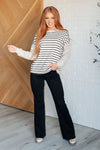 Super Clever Patchwork Striped Top in Ivory - Maple Row Boutique