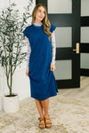 Sweet Like That Casual Dress in Light Navy - Maple Row Boutique