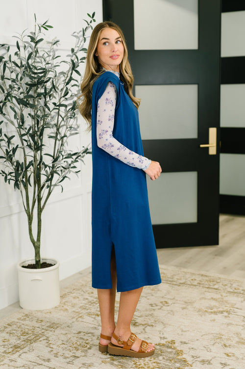 Sweet Like That Casual Dress in Light Navy - Maple Row Boutique