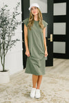 Sweet Like That Casual Dress in Light Olive - Maple Row Boutique