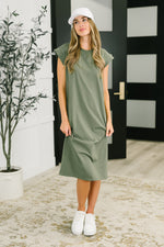 Sweet Like That Casual Dress in Light Olive - Maple Row Boutique