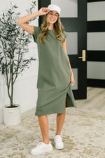 Sweet Like That Casual Dress in Light Olive - Maple Row Boutique